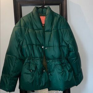 J. Crew Green Drawstring Puffer Jacket